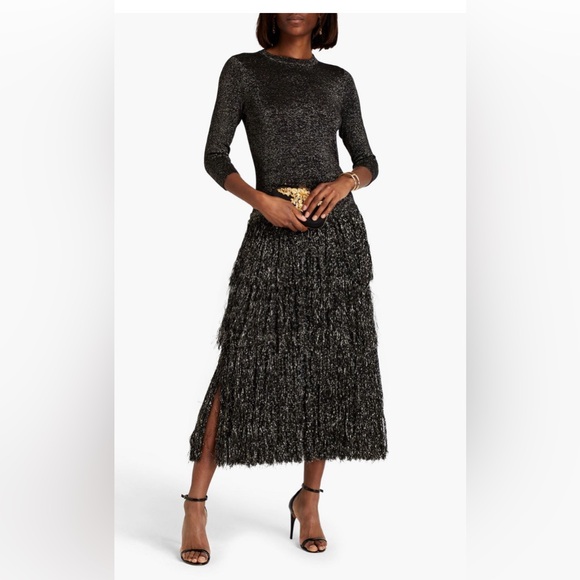 Zimmermann Fringed Metallic Jersey Midi Dress (size A 1) - Picture 1 of 4